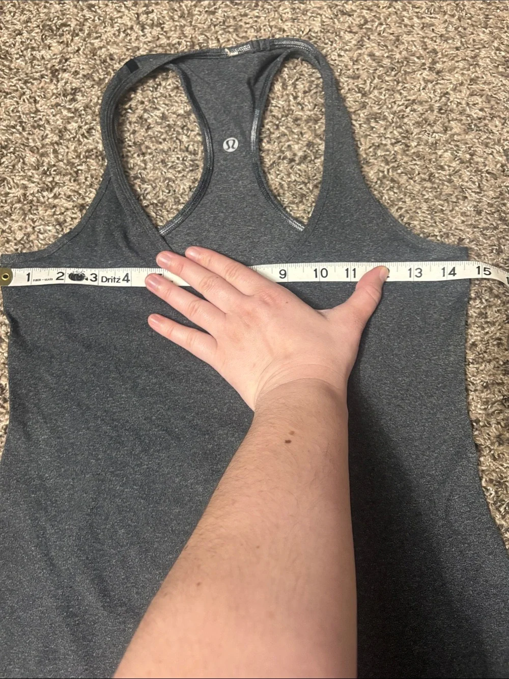 Lululemon Dark Grey With Black Stripes Down Sides Cool Racerback Tank SE